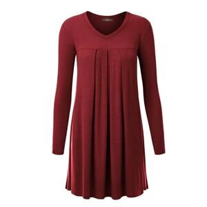 NWT Made By Johnny Red Rayon Long Sleeve Above Knee Dress Women's XL